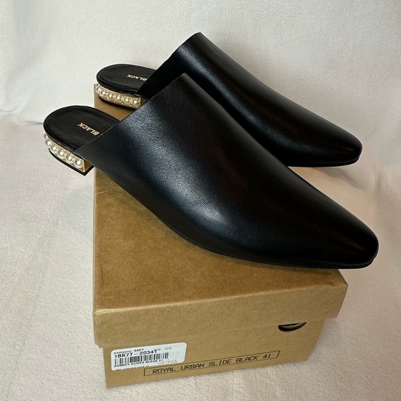 ALL BLACK Footwear Royal Urban Black Leather Slide Sz 41 - Picture 2 of 8